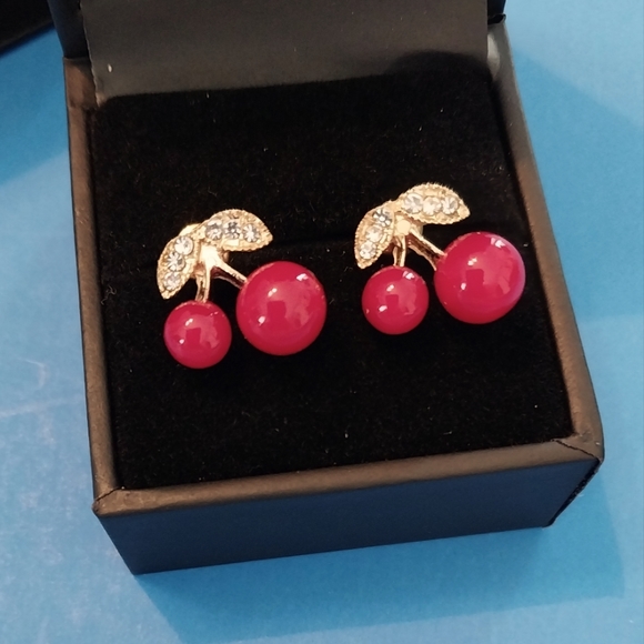 Cherry Rhinestone Earrings - Picture 4 of 6